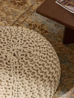 Westwing Collection Puf de punto artesanal Dori^ Mantas|Cojines Para Suelo Y Pufs
