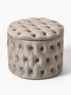 Westwing Collection Puf de terciopelo Chiara, con espacio de almacenamiento