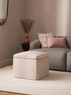 Westwing Collection Puf de terciopelo con espacio de almacenamiento Winou