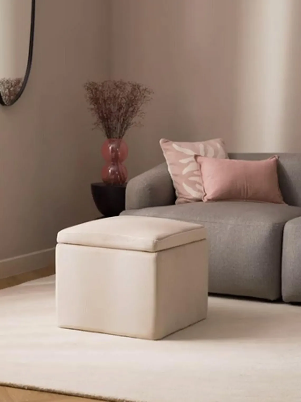 Westwing Collection Puf de terciopelo con espacio de almacenamiento Winou