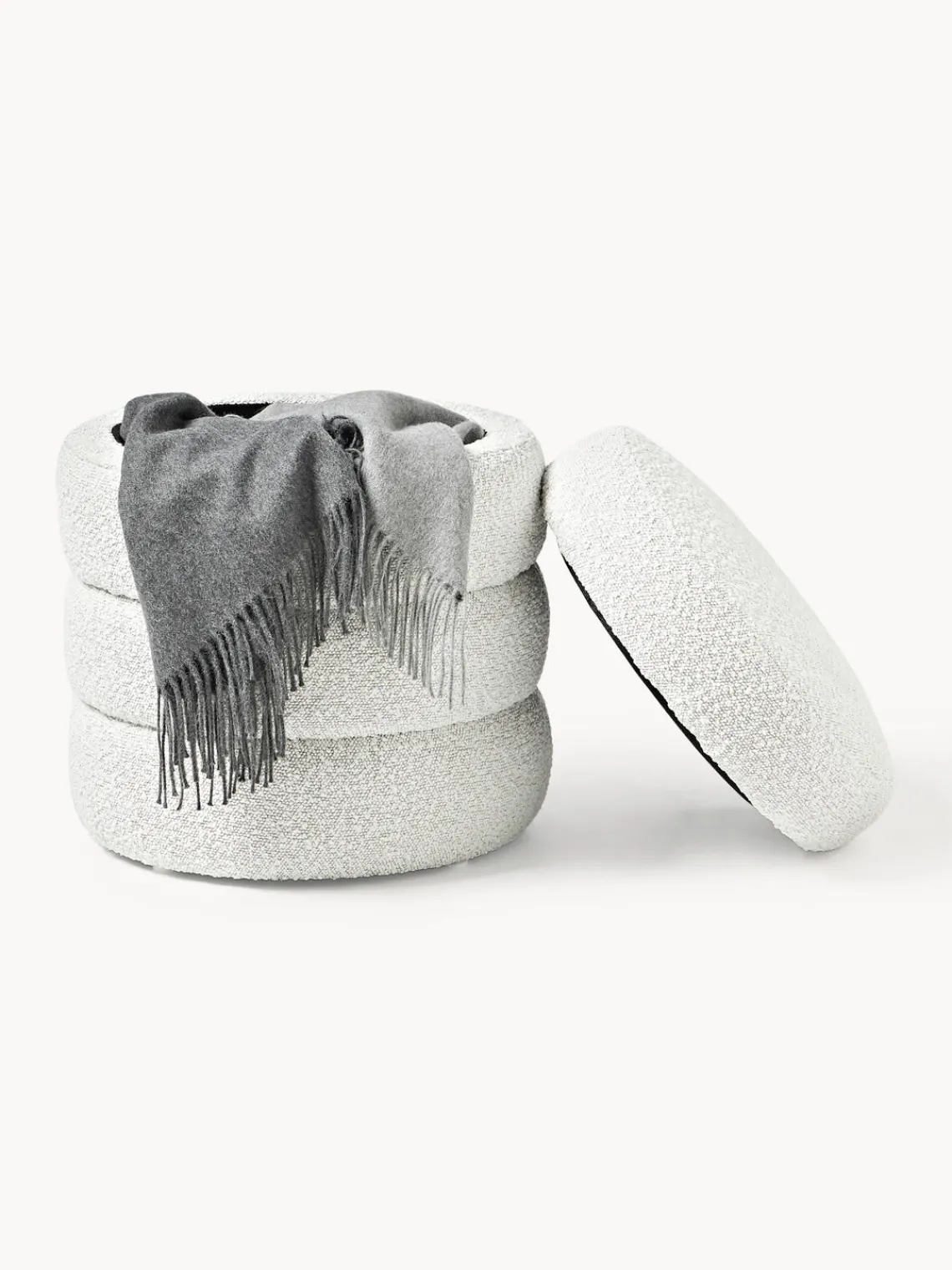 Westwing Collection Puf en tejido bouclé con espacio de almacenamiento Alto^ Pufs Y Otomanos