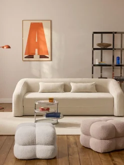 Westwing Collection Puf en tejido bouclé Ellie