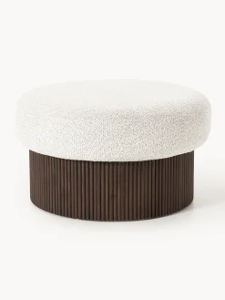 Westwing Collection Puf grande tapizado en borreguillo bouclé con espacio de almacenamiento Nala