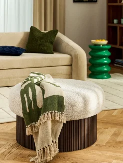 Westwing Collection Puf grande tapizado en borreguillo bouclé con espacio de almacenamiento Nala