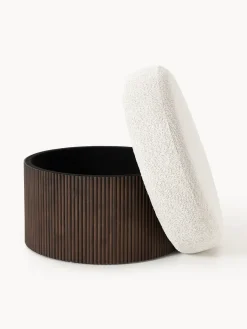 Westwing Collection Puf grande tapizado en borreguillo bouclé con espacio de almacenamiento Nala