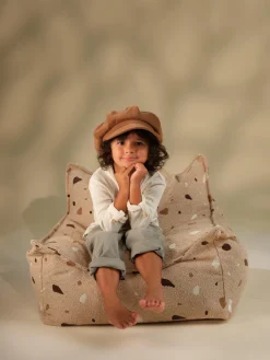 Niños Wigiwama Puf infantil artesanal en tejido bouclé Sugar
