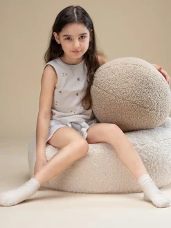 Niños Wigiwama Puf infantil de borreguillo Sugar, Ø 65 cm