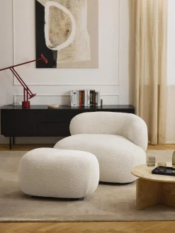 Westwing Collection Puf reposapiés de borreguillo bouclé Alba