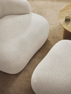 Westwing Collection Puf reposapiés de borreguillo bouclé Alba