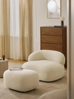 Westwing Collection Puf reposapiés de borreguillo Alba^ Reposapiés|Sofás