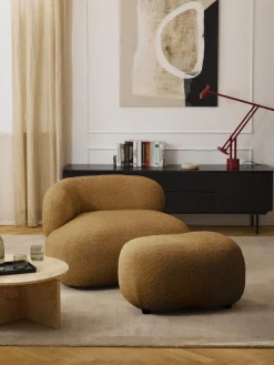 Westwing Collection Puf reposapiés de borreguillo bouclé Alba^ Reposapiés|Sofás