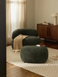 Westwing Collection Puf reposapiés de borreguillo bouclé Alba^ Reposapiés|Sofás