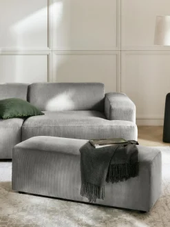 Westwing Collection Puf reposapiés de pana grande Melva, 116 x 42 cm^ Reposapiés|Sofás