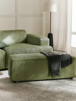 Westwing Collection Puf reposapiés de pana grande Melva, 116 x 42 cm^ Reposapiés|Sofás