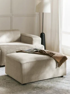 Westwing Collection Puf reposapiés de pana Melva, An 99 x F 72 cm^ Reposapiés|Sofás