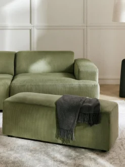 Westwing Collection Puf reposapiés de pana Melva, An 99 x F 42 cm^ Reposapiés|Sofás