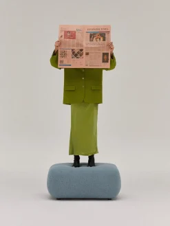 Westwing Collection Puf reposapiés en tejido bouclé Sofia