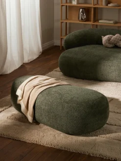 Westwing Collection Puf reposapiés grande de borreguillo bouclé Alba^ Reposapiés|Sofás