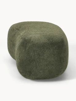 Westwing Collection Puf reposapiés grande de borreguillo bouclé Alba^ Reposapiés|Sofás