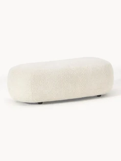 Westwing Collection Puf reposapiés grande de borreguillo bouclé Alba^ Reposapiés|Sofás