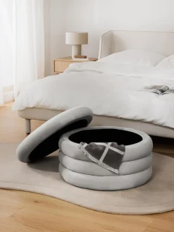 Westwing Collection Puf reposapiés grande de terciopelo con espacio de almacenamiento Alto^ Pufs Y Otomanos