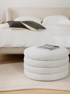 Westwing Collection Puf reposapiés grande en tejido bouclé con espacio de almacenamiento Alto