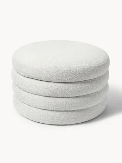 Westwing Collection Puf reposapiés grande en tejido bouclé con espacio de almacenamiento Alto