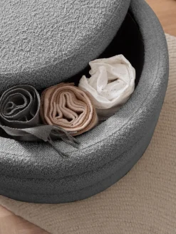 Westwing Collection Puf reposapiés grande en tejido bouclé con espacio de almacenamiento Alto^ Pufs Y Otomanos