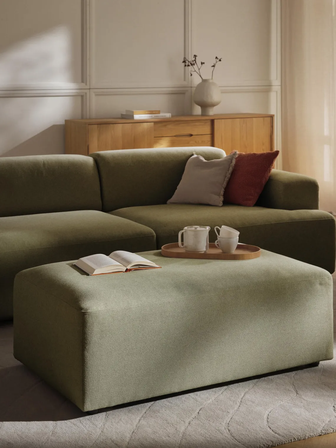 Westwing Collection Puf reposapiés grande Melva, 116 x 72 cm