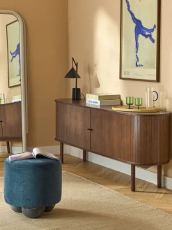 Westwing Collection Puf reposapiés tapizado con patas de bola de mármol Lino^ Pufs Y Otomanos|Pufs Y Otomanos