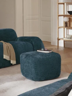 Westwing Collection Reposapiés puf de borreguillo bouclé Wolke^ Reposapiés|Sofás