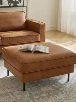 Westwing Collection Reposapiés puf de cuero reciclado Hunter^ Reposapiés|Sofás