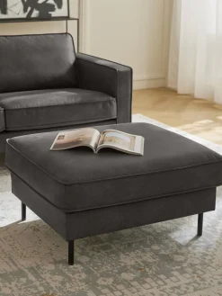 Westwing Collection Reposapiés puf de cuero reciclado Hunter^ Reposapiés|Sofás