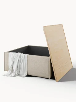 Westwing Collection Reposapiés puf de mezcla de lino con espacio de almacenamiento Lennon^ Reposapiés|Sofás