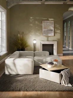 Westwing Collection Reposapiés puf de mezcla de lino con espacio de almacenamiento Lennon^ Reposapiés|Sofás