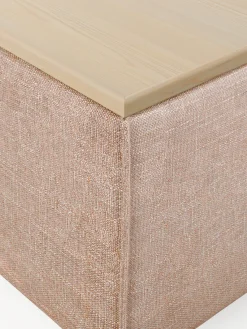 Westwing Collection Reposapiés puf de mezcla de lino con espacio de almacenamiento Lennon