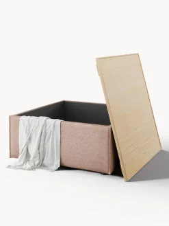 Westwing Collection Reposapiés puf de mezcla de lino con espacio de almacenamiento Lennon