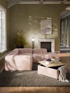 Westwing Collection Reposapiés puf de mezcla de lino con espacio de almacenamiento Lennon