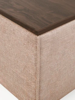 Westwing Collection Reposapiés puf de mezcla de lino con espacio de almacenamiento Lennon^ Reposapiés|Sofás