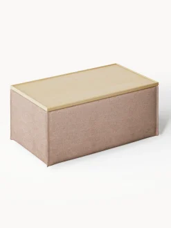 Westwing Collection Reposapiés puf de mezcla de lino con espacio de almacenamiento Lennon^ Reposapiés|Sofás