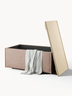 Westwing Collection Reposapiés puf de mezcla de lino con espacio de almacenamiento Lennon^ Reposapiés|Sofás