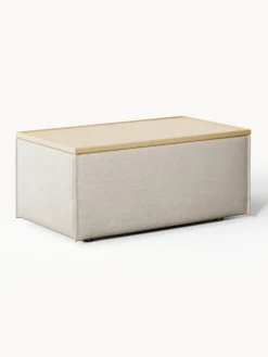 Westwing Collection Reposapiés puf de mezcla de lino con espacio de almacenamiento Lennon