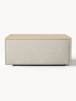 Westwing Collection Reposapiés puf de mezcla de lino con espacio de almacenamiento Lennon