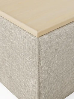 Westwing Collection Reposapiés puf de mezcla de lino con espacio de almacenamiento Lennon