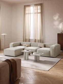 Westwing Collection Reposapiés puf de mezcla de lino Lennon