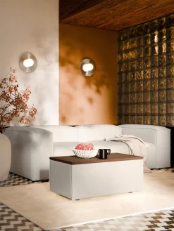 Westwing Collection Reposapiés puf de mezcla de lino con espacio de almacenamiento Lennon