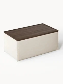 Westwing Collection Reposapiés puf de mezcla de lino con espacio de almacenamiento Lennon