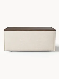 Westwing Collection Reposapiés puf de mezcla de lino con espacio de almacenamiento Lennon