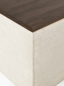 Westwing Collection Reposapiés puf de mezcla de lino con espacio de almacenamiento Lennon