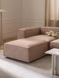 Westwing Collection Reposapiés puf de mezcla de lino Lennon^ Reposapiés|Sofás